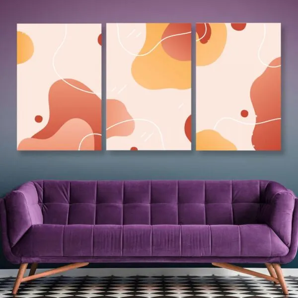 لوحة جدارية فنية بتصميم تجريدي اليغانتا - ثلاث قطع - مقاس 120x60 سم