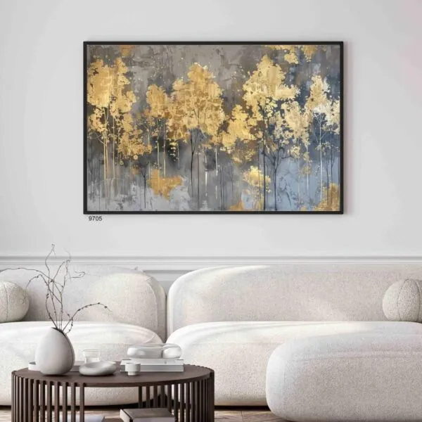 لوحة جدارية فنية مودرن جولدن روي 80x160 سم - برواز أسود