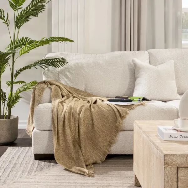 شال كنب 140X190سم سولارا - ابيض واصفر