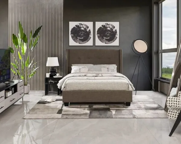سرير جروفيا كوين 150X200 سم - رمادي