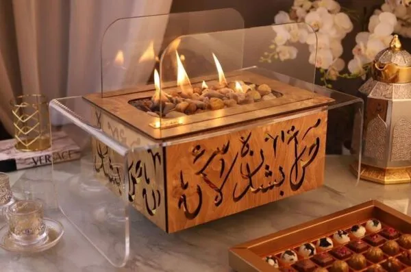 دفاية ضي تعمل بالغاز خشبي كاليجرافي