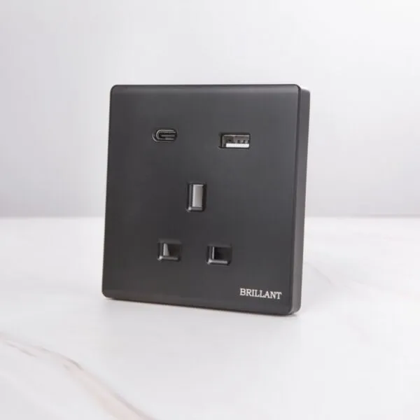 فيش ثنائي المنفذ USB - اسود