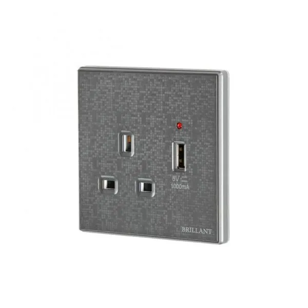 فيش مفرد مع مخرج USB من برلنت - رمادي