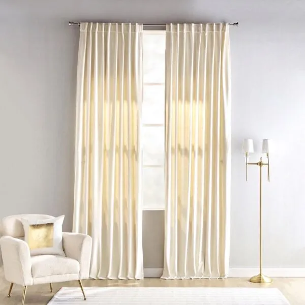 طقم ستائر معتّم منقوش قطعتين وينستون 140x300 سم - كريمي
