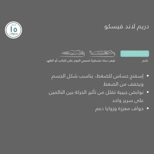 مرتبة فردية بنوابض 200x90 دريم لاند - اوف وايت