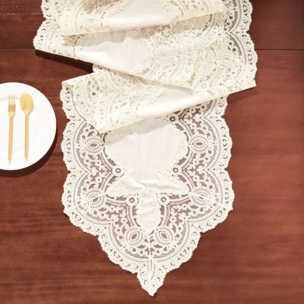 مفرش طاولة ابيلا 50x180 سم - ابيض