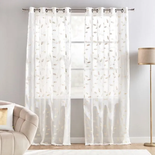 طقم ستائر قطعتين هوليروك 135x300 سم - بيج