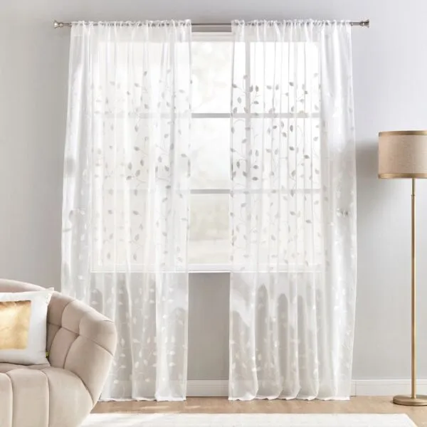 طقم ستائر قطعتين إيناس 140x300 سم - ابيض