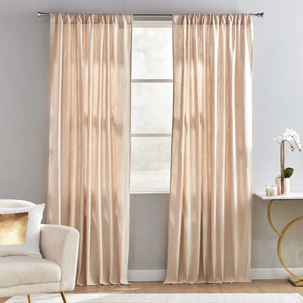 طقم ستائر سلوب بجيب قضبان تعليق قطعتين تو واي 140x300 سم - بيج