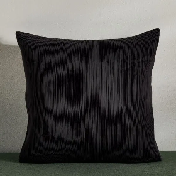 غطاء وسادة ديكور ساتان بطيات بيورتي 50x50 سم - اسود