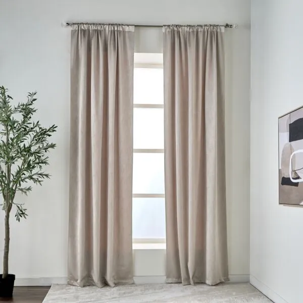 طقم ستائر قطعتين ستاردست 135x300 سم - كريمي