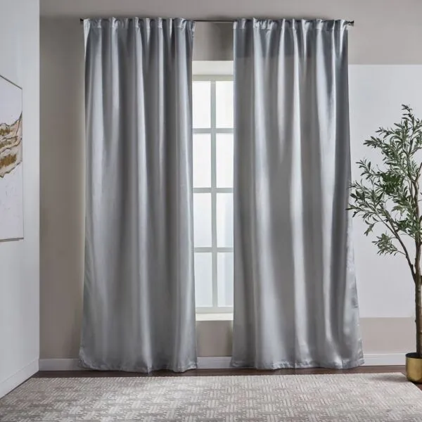 طقم ستائر قطعتين ستاردست 135x300 سم - رمادي فاتح