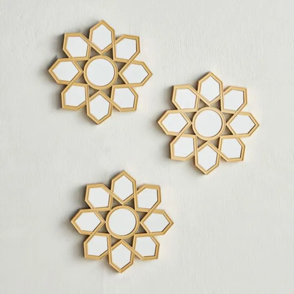 طقم زينة حائط بمرآة 3 قطع - كيانجا - 25x25 سم