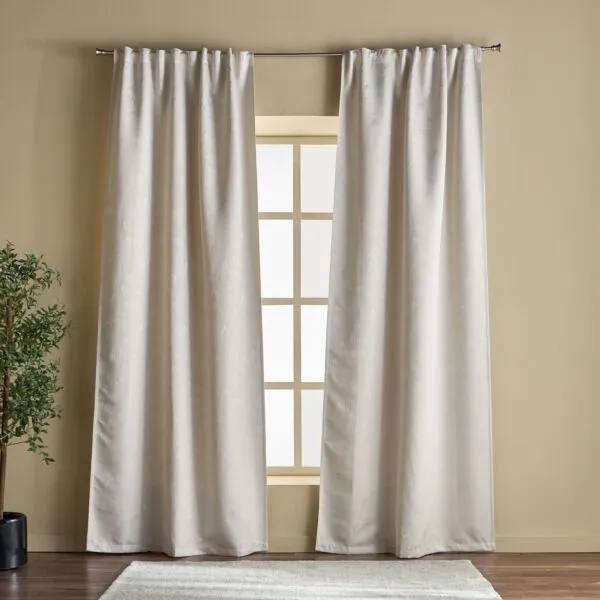 طقم ستائر من قطعتين بلاكلي 135x300 سم - ابيض