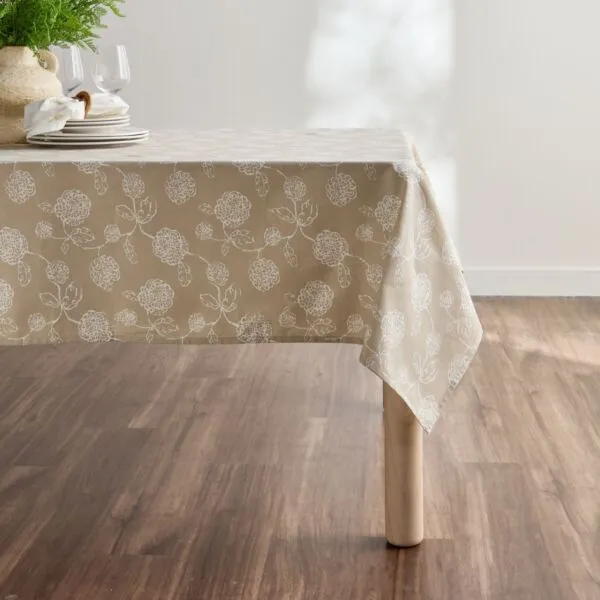 مفرش طاولة إيفوري 150x250 سم - بيج وأبيض