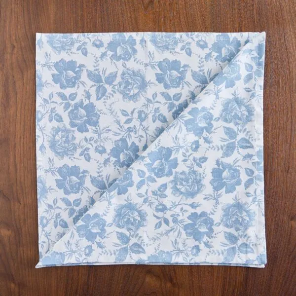 طقم مناديل سفرة 4 قطع فينتاج روز 45x45 سم - ازرق