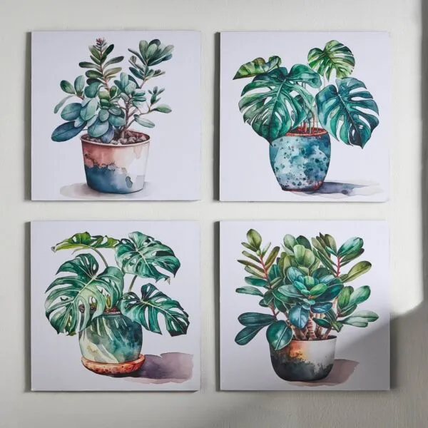 طقم لوحة جدارية كانفاس غير مؤطرة 4 قطع يوجينيا 30x30 سم - متعدد الالوان