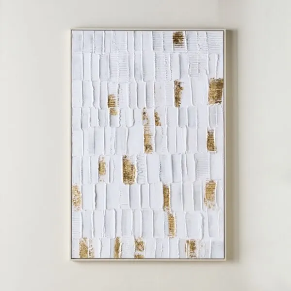 لوحة جدارية زيتية كانفاس بإطار سثينو 80x120 سم - ذهبي