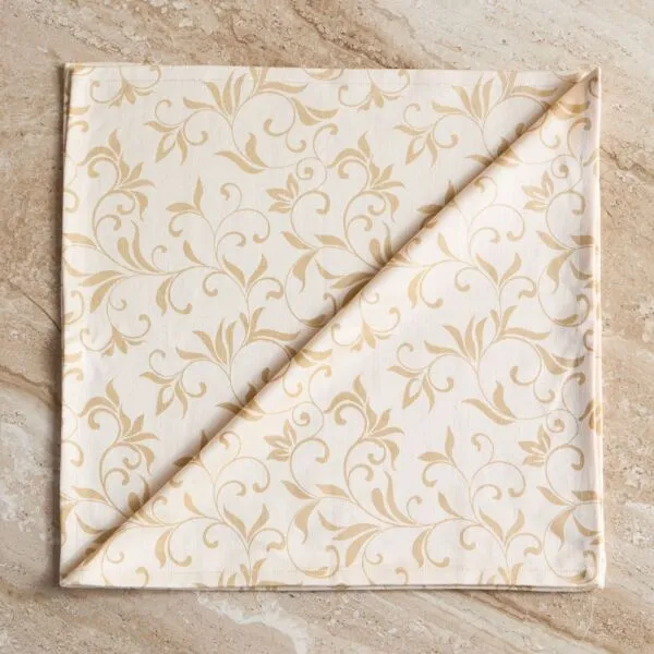 طقم مناديل 4 قطع ايلا 45×45 سم - بيج وذهبي