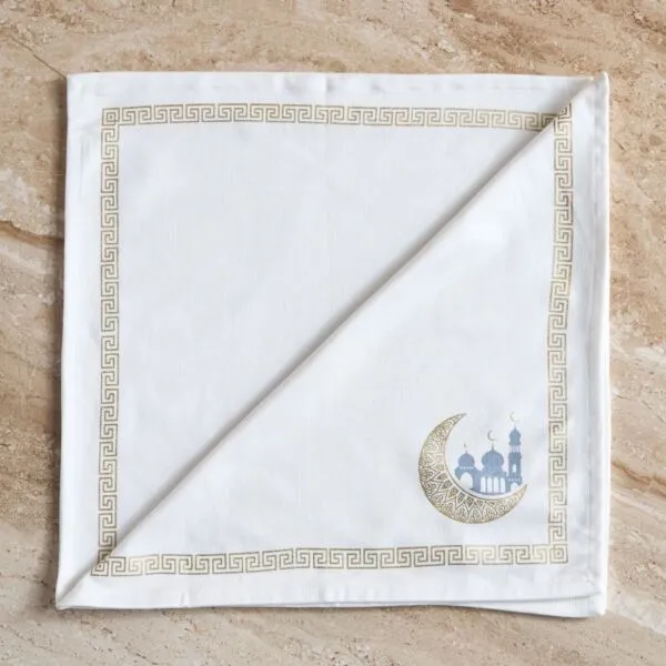 طقم مناديل سفرة 4 قطع قمر 45x45 سم - ازرق وذهبي