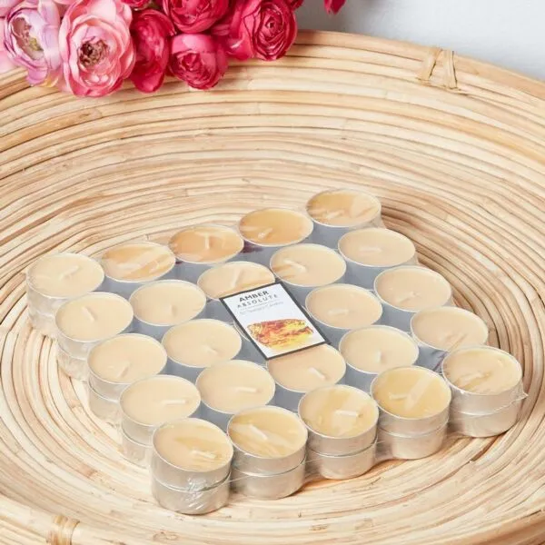 شمعة معطرة برائحة العنبر الأصفر من إسينشيالز - مجموعة من 50 قطعة