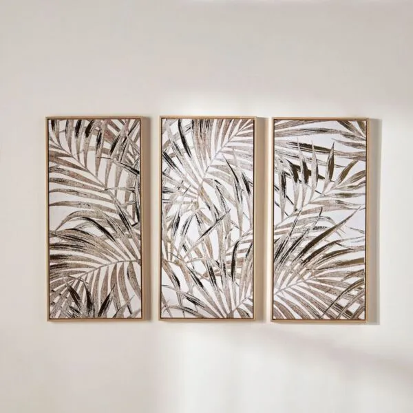 طقم زينة حائط كانفاس مؤطرة 3 قطع - لوفيا - 38x80 سم