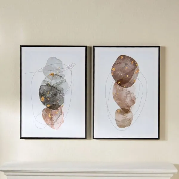 طقم زينة حائط كانفاس مؤطرة قطعتين - نرمين- 70x50 سم