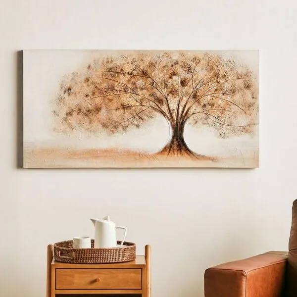 زينة حائط كانفاس مرسومة يدويًا بتصميم مناظر طبيعية شجرة الحياة