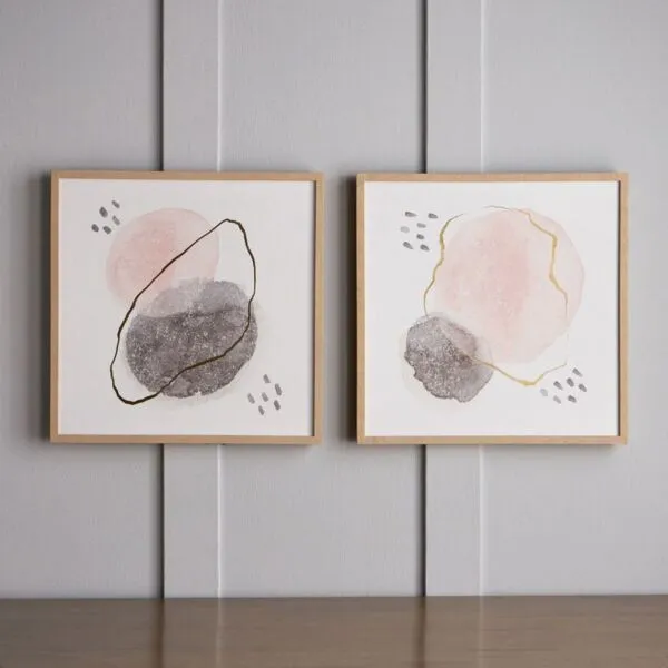 طقم زينة حائط كانفاس مؤطرة قطعتين - فونزو - 50x50 سم