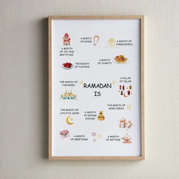 زينة حائط كانفاس مؤطرة تكافل- رمضان- 40x60 سم