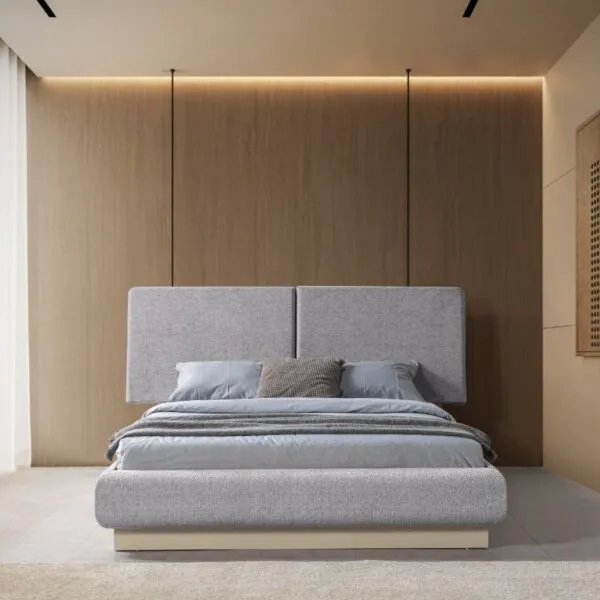سرير بوكليه كينغ اسوار 180x200 سم - رمادي فاتح