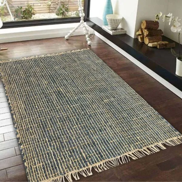 سجادة جلو حياكة يدوية 150x230 - اسود وبيج