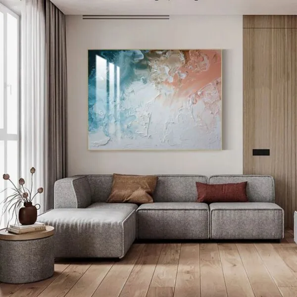 لوحة جدارية تجريدية مع اطار - 80x120 سم