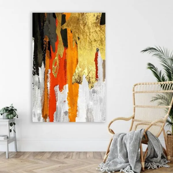 لوحة ديكور قماشية بتصميم رسم تجريدي كالرفل