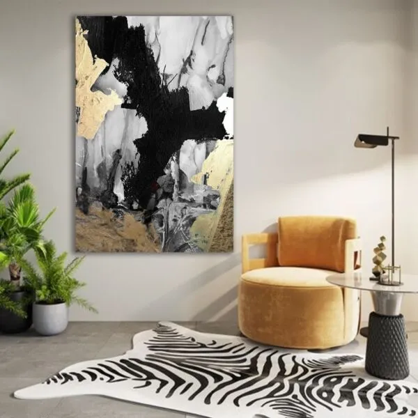 لوحة ديكور قماشية بتصميم رسم تجريدي بليند