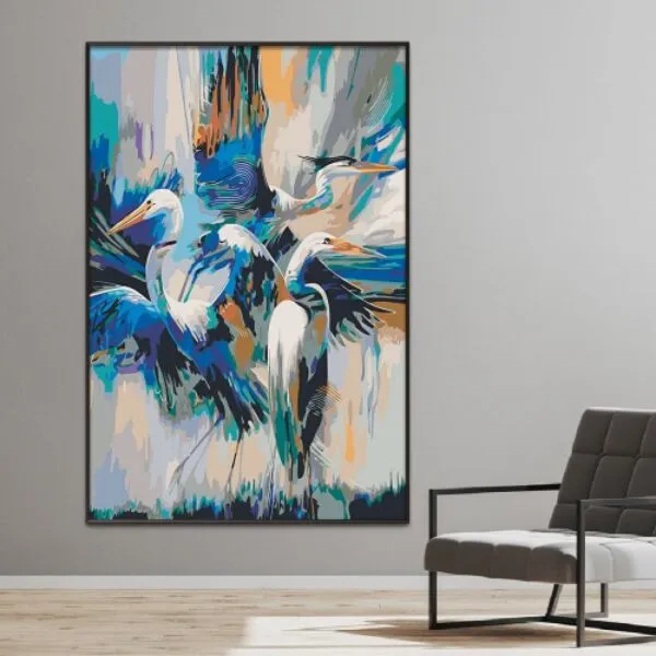 لوحة قماشية ابستراكت ستورك - 80x120 سم