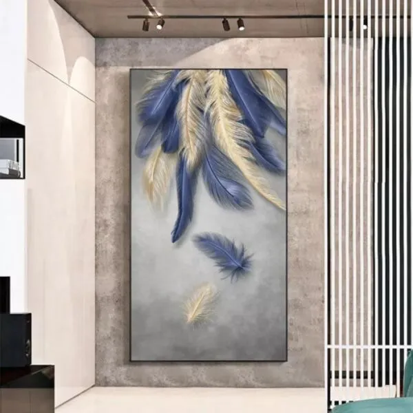لوحة قماشية تصميم مودرن فيذرز - 80x120 سم