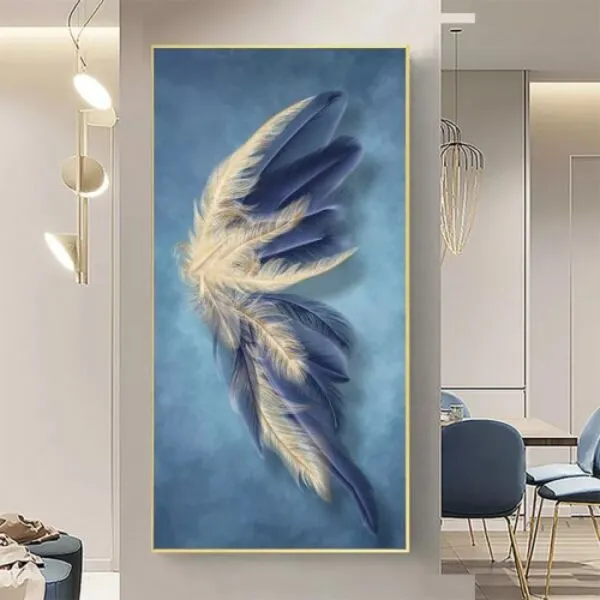 لوحة قماشية مودرن بتصميم ريشة - 80x120 سم