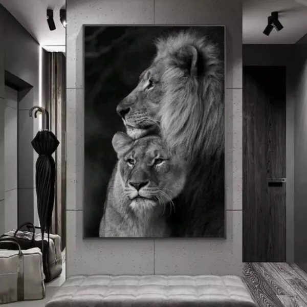 لوحة قماشية بتصميم مودرن لايون - 80x120 سم