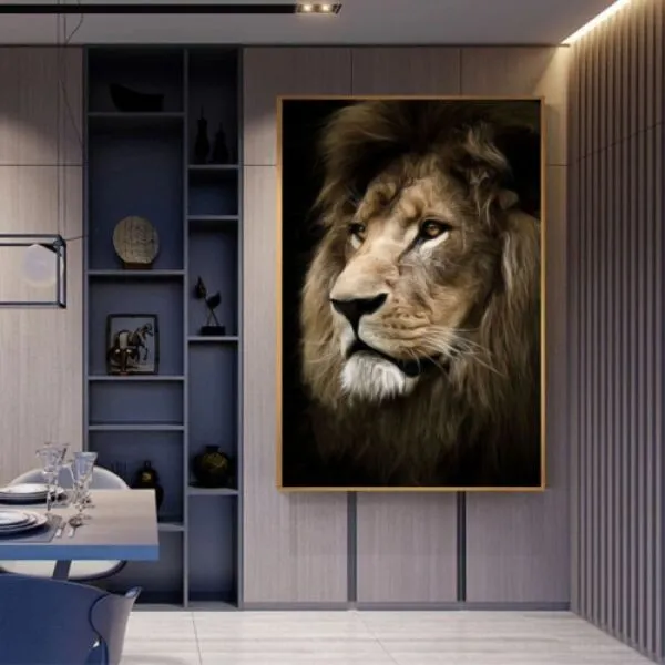 لوحة قماشية موديرن لايون فيس - 80x120 سم