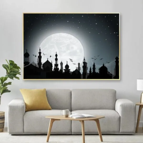 لوحة قماشية تصميم رسم إسلامي - 80x120 سم