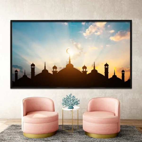 لوحة قماشية بتصميم مسجد - 80x120 سم