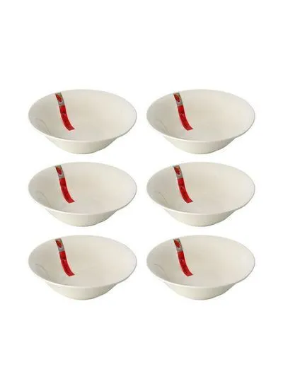طقم أوعية مكون من6Piece قطع أبيض أحمر  7 بوصة