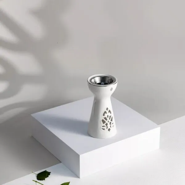 مبخرة بورسلان من نقش - ابيض وفضي