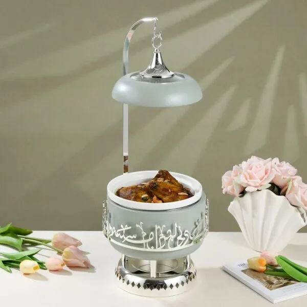 سخان تقديم طعام حجم صغير من جوار - اخضر فاتح و فضي