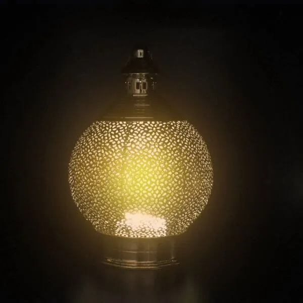 فانوس رمضان روزا استيل لون ذهبي باضاءه LED صوت