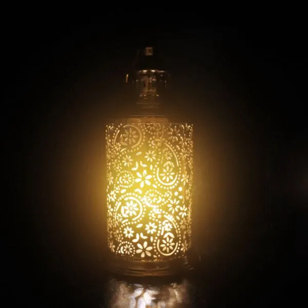 فانوس رمضان باستيان استيل لون ذهبي دائري باضاءة LED