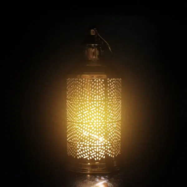 فانوس رمضان دالي استيل لون ذهبي دائري باضاءة LED
