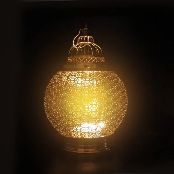 فانوس رمضان مارسلو استيل لون ذهبي باضاءه LED صوت