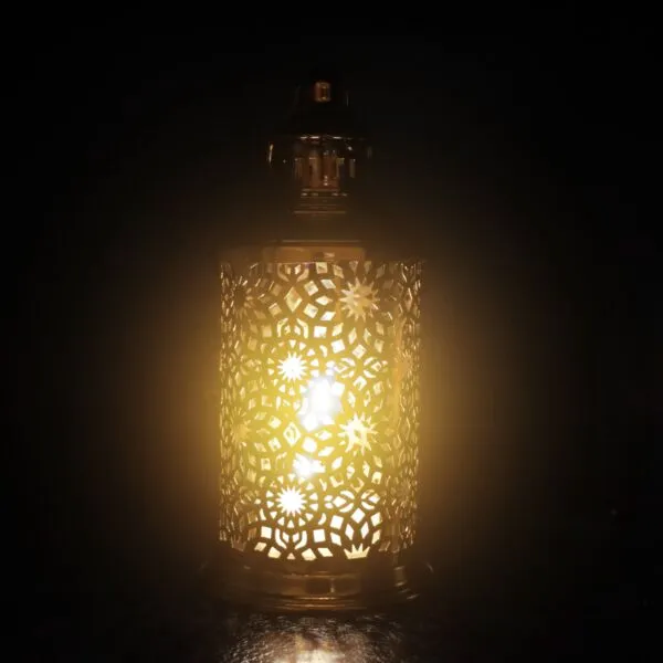 فانوس رمضان ايدسون استيل لون ذهبي دائري باضاءة LED